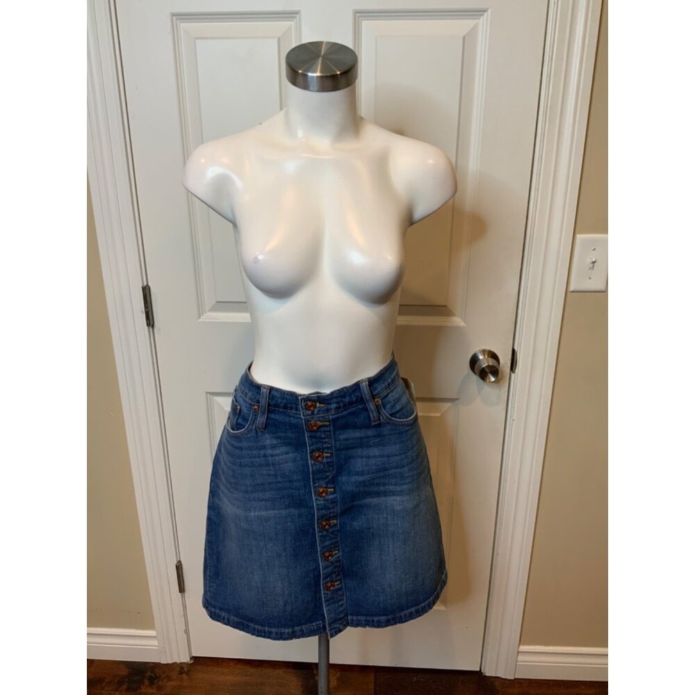 J.Crew Blue Medium Wash Denim Button Front Pencil Skirt, Size 31